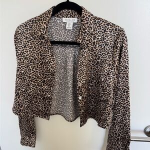 Rachel Zoe Women's Leopard Print Satin Shirt - Brown/Black